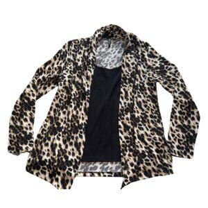 Cheetah Animal Print Women's Cardigan With Black Blouse Milano Large
